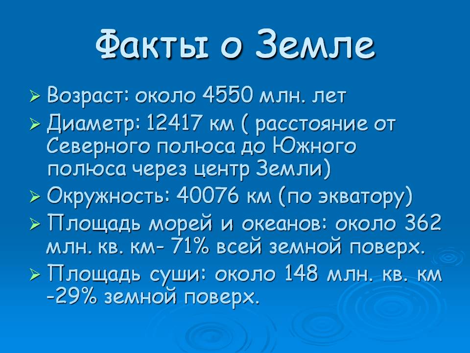 Факты о Земле