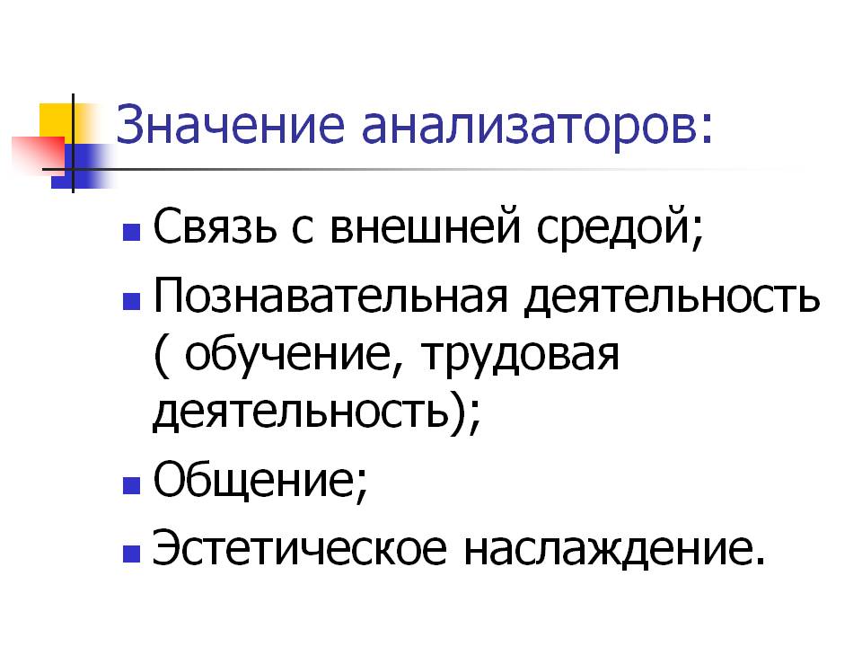 Значение анализаторов