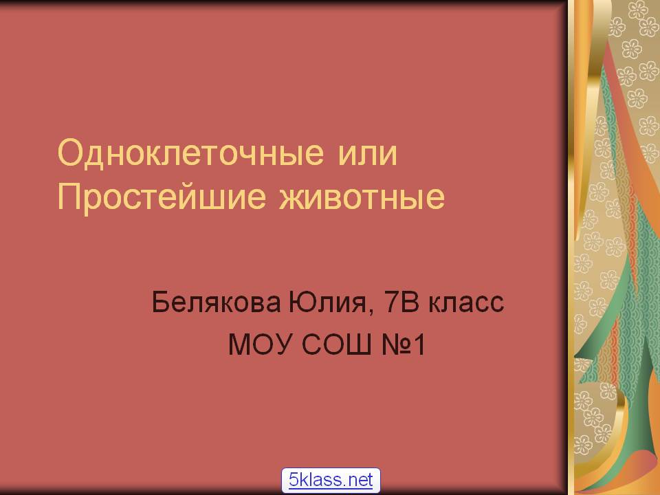 Одноклеточные или Простейшие животные