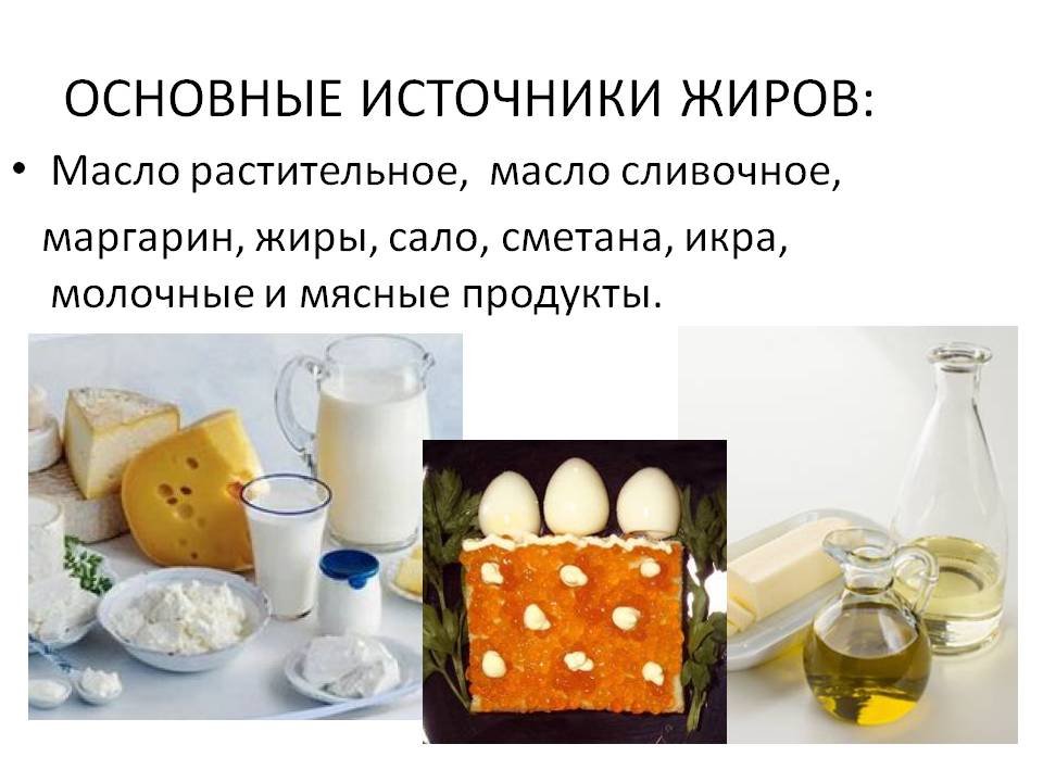 Основные источники жиров