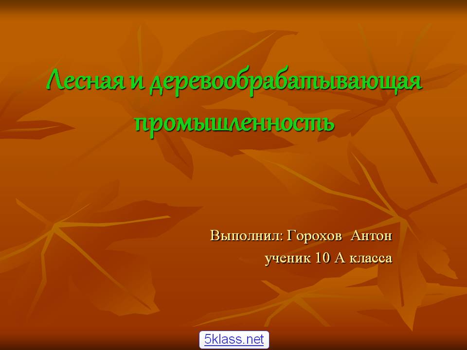 Лесная и деревообрабатывающая промышленность