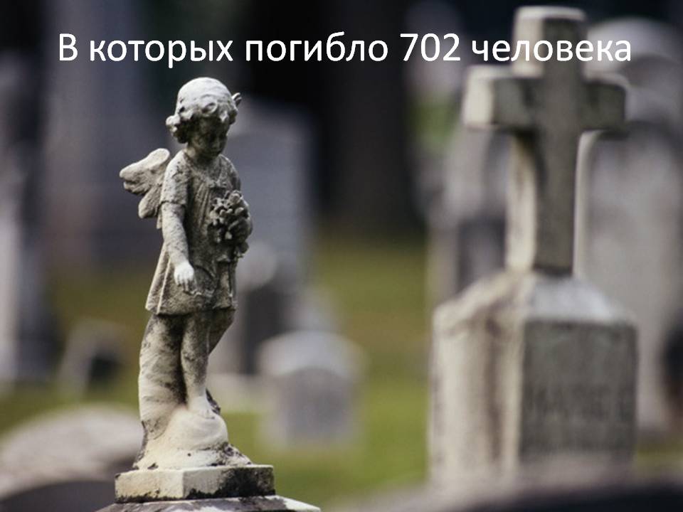 В которых погибло 702 человека В которых погибло 702 человека