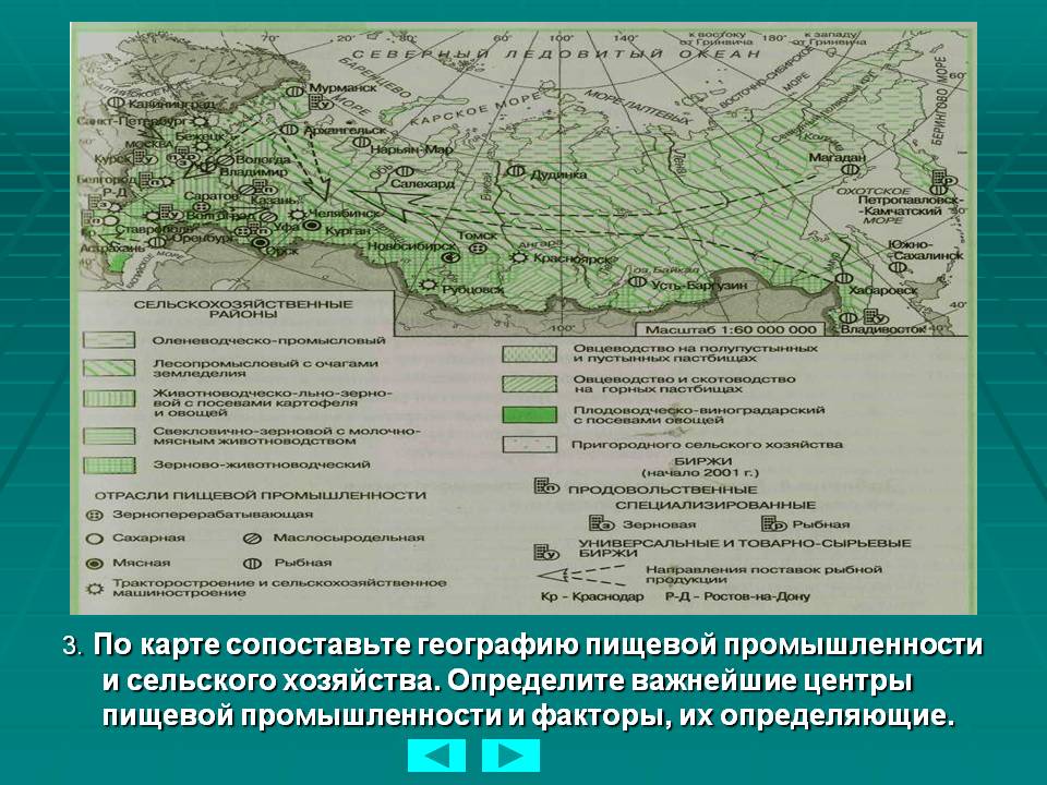 3. По карте сопоставьте географию пищевой промышленности и сельского 3. По карте сопоставьте географию пищевой промышленности и сельского