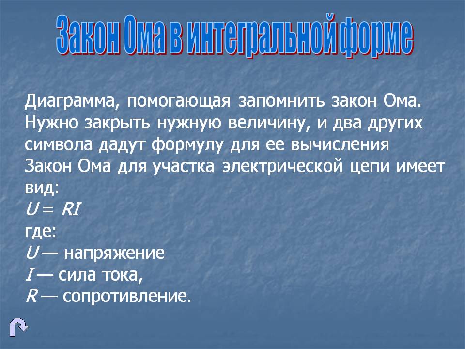 Закон Ома в интегральной форме