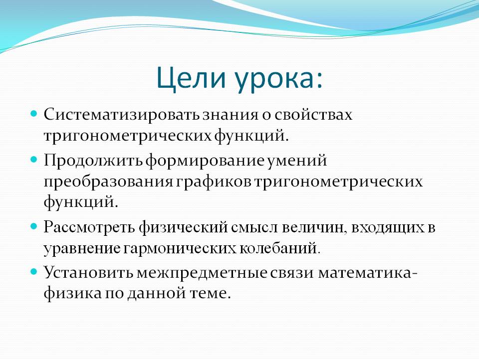 Цели урока