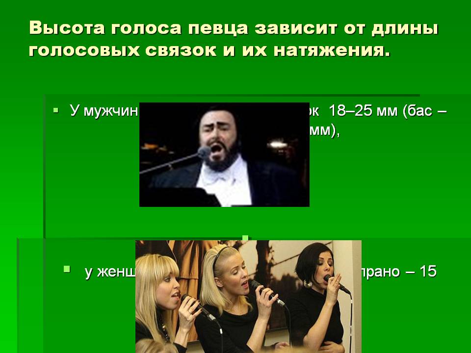 Длина голосовых связок
