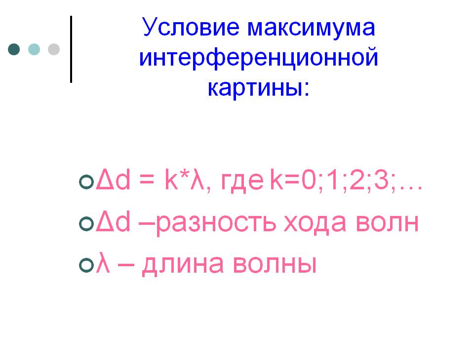 Условие максимума интерференционной картины