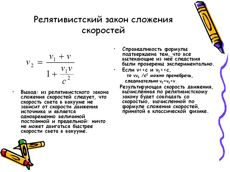 Релятивистский закон сложения скоростей