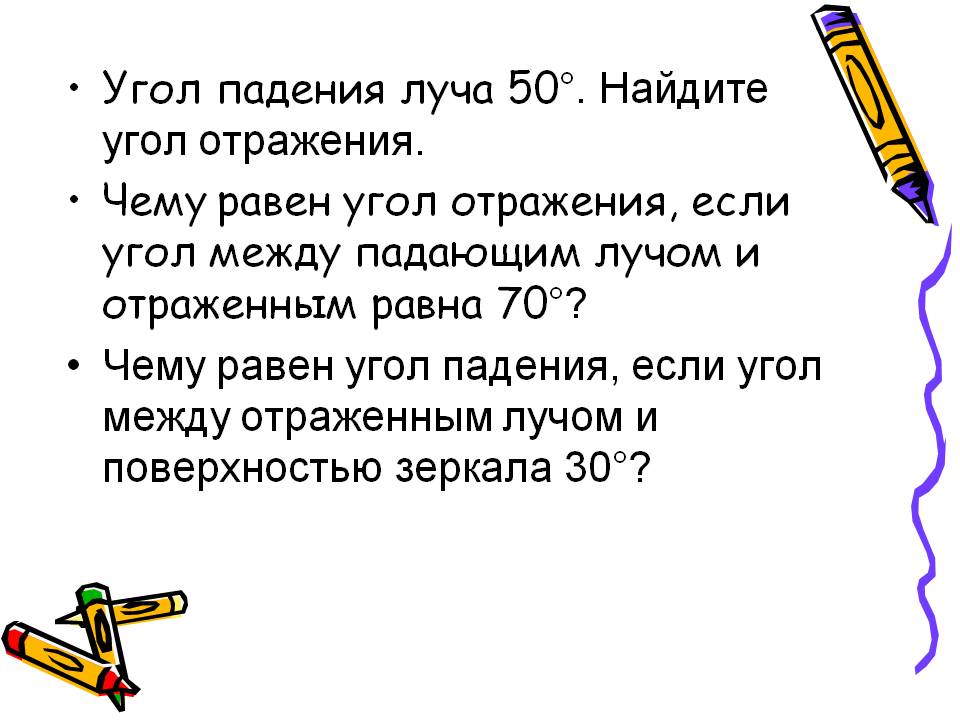 Угол падения луча 50°