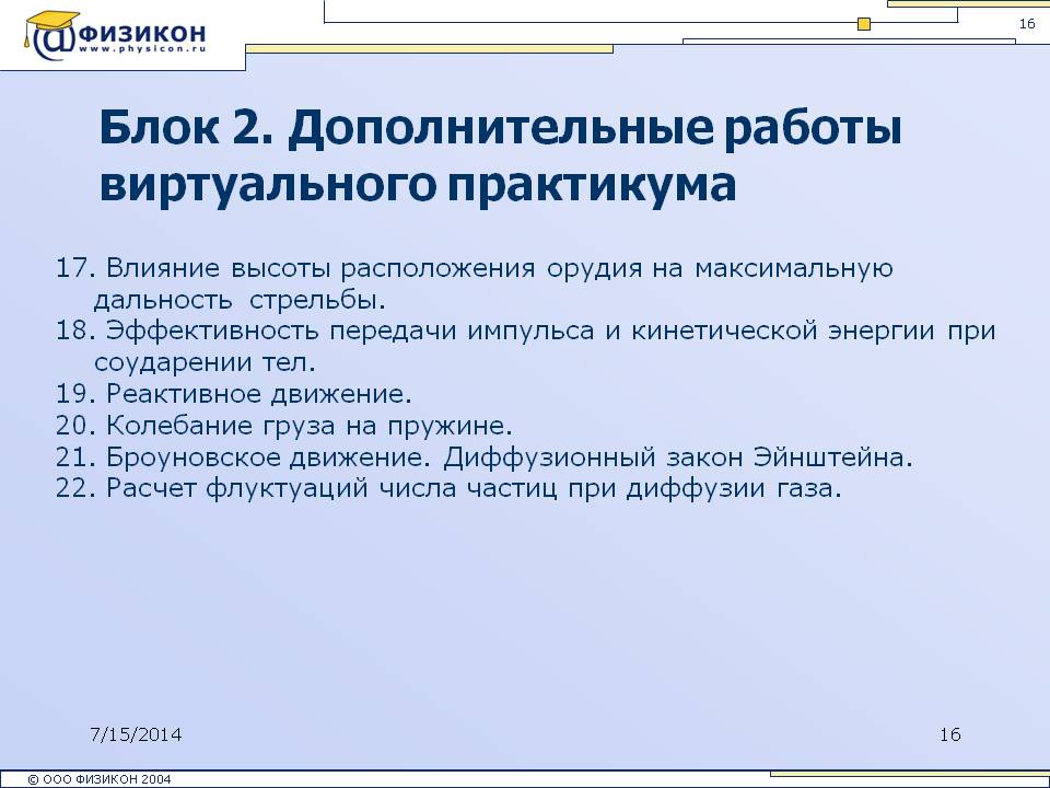 Дополнительные работы виртуального практикума