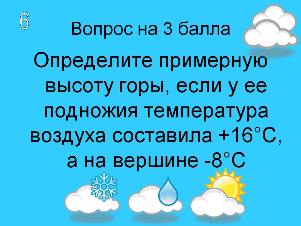 Определите примерную высоту горы