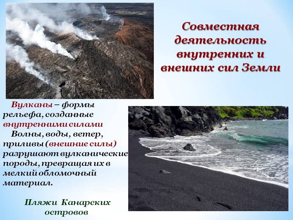 Деятельность внутренних и внешних сил Земли