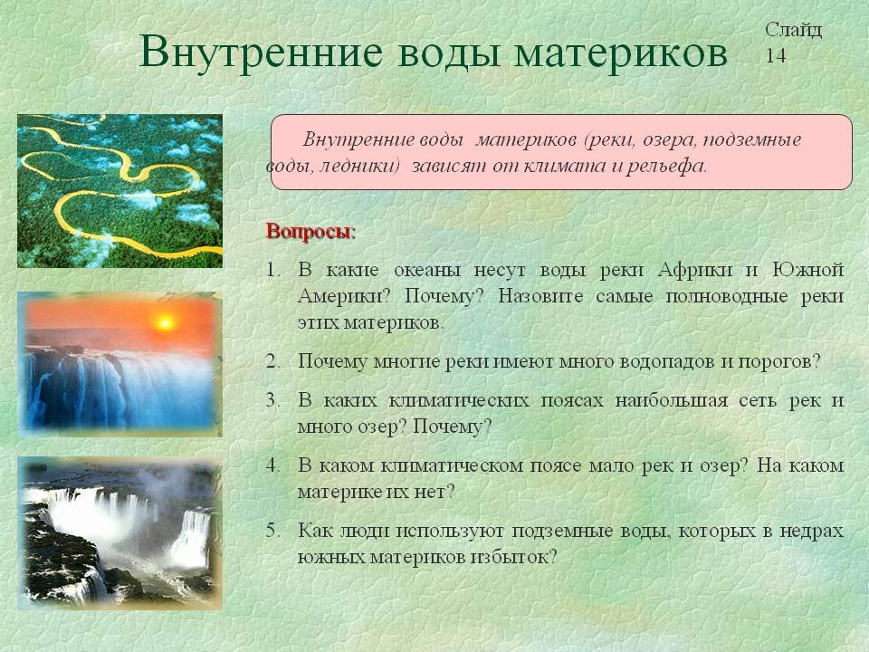 Внутренние воды материков