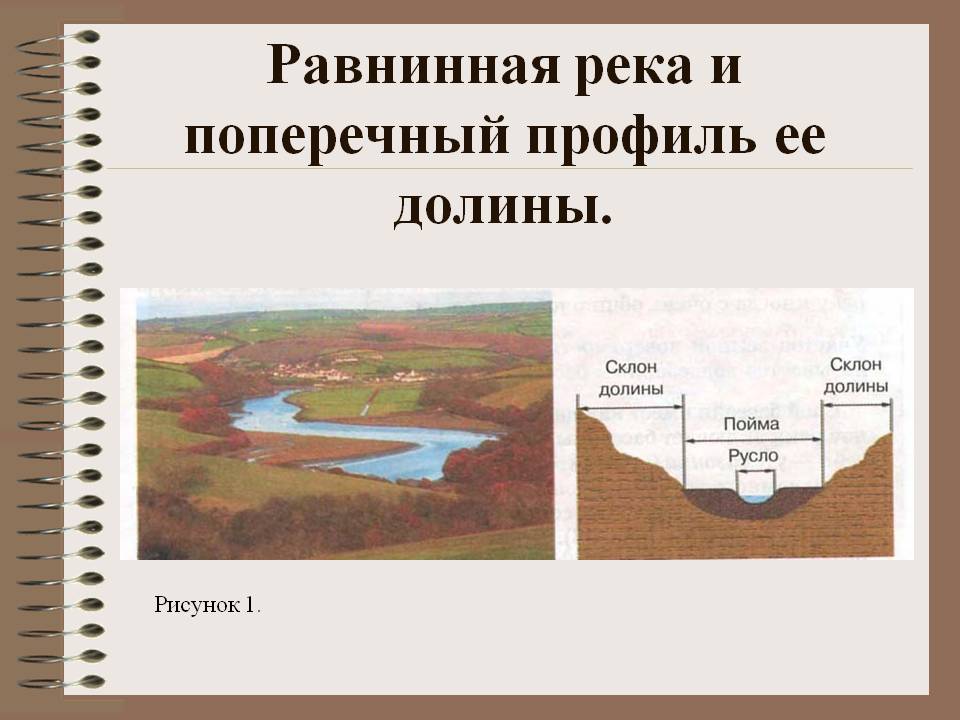Равнинная река и поперечный профиль ее долины