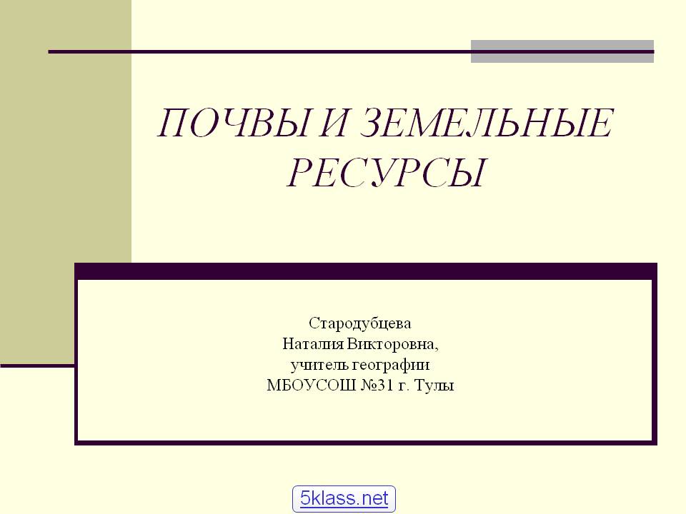 Почвы и земельные ресурсы