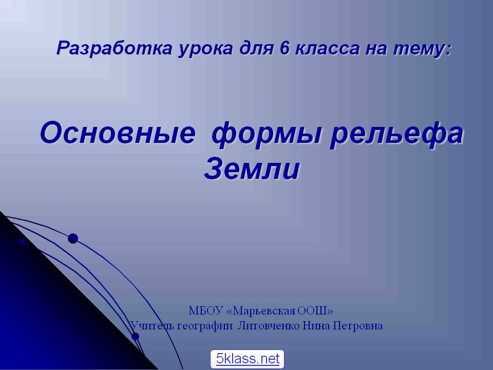 Формы рельефа Земли