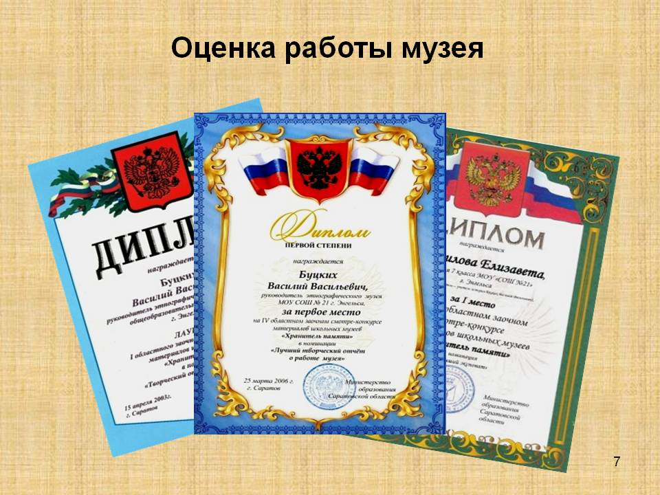 Оценка работы музея