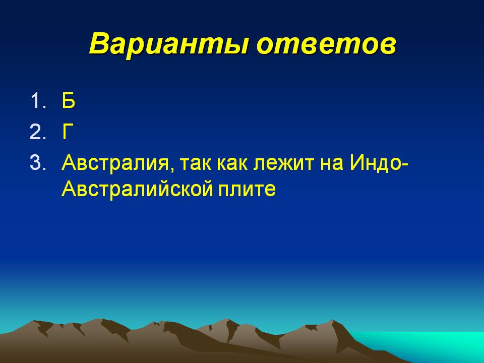 Варианты ответов