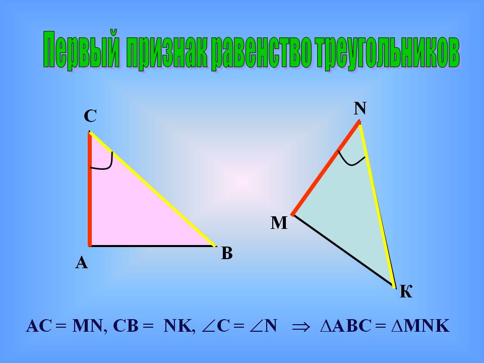 Первый признак равенство треугольников