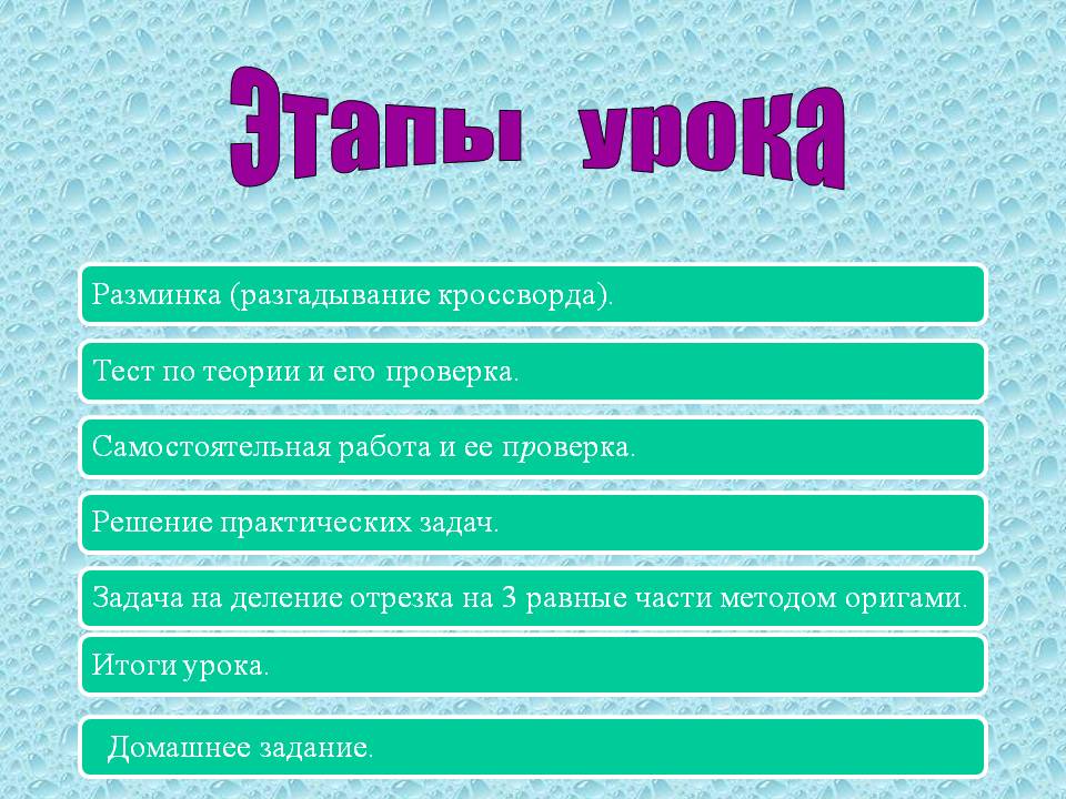 Этапы урока
