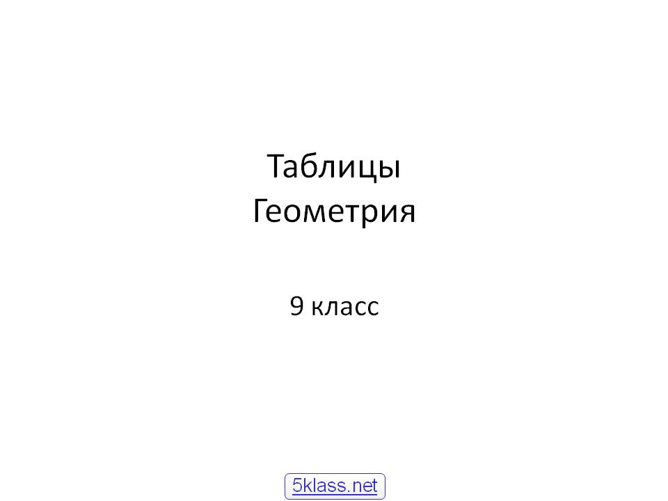 Таблицы Геометрия