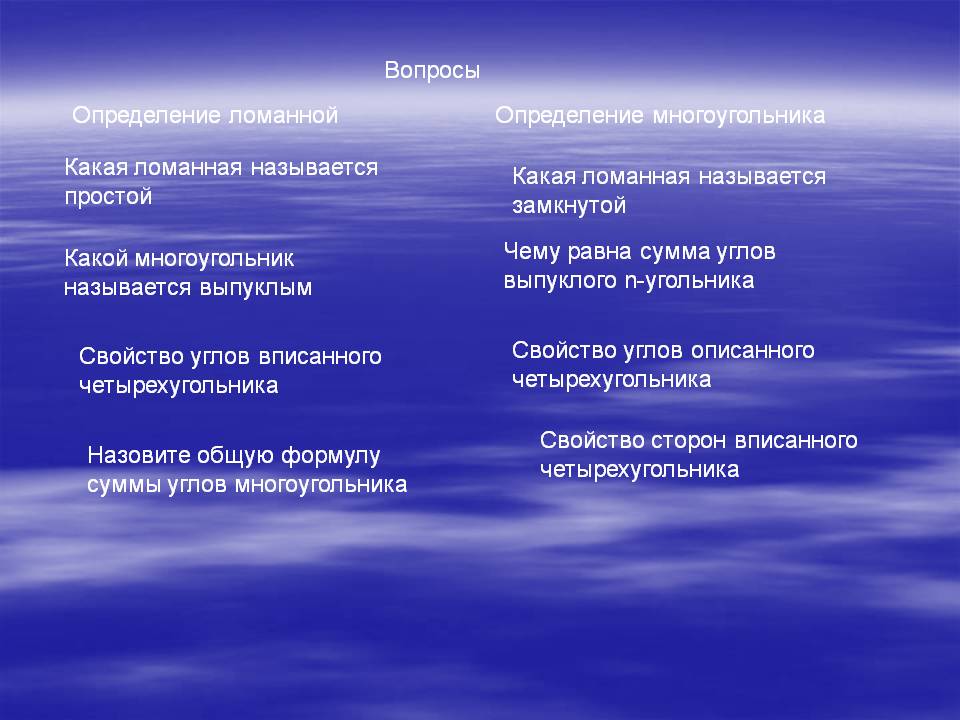 Свойство углов вписанного четырехугольника