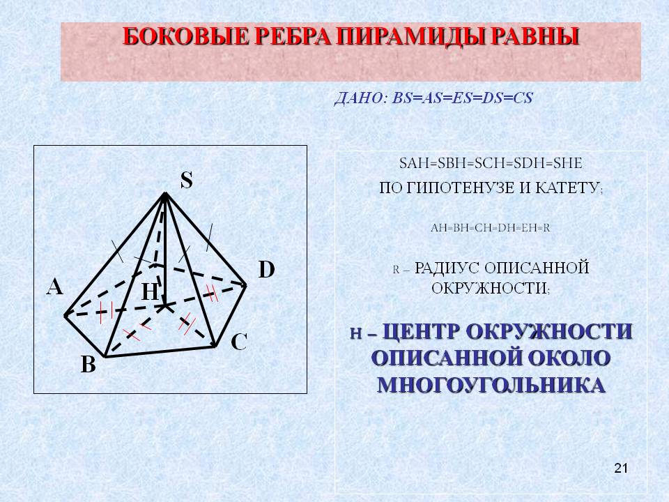 Боковые ребра пирамиды