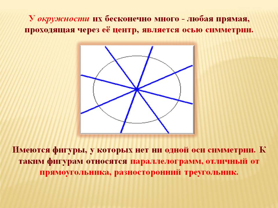 У окружности их бесконечно много - любая прямая, проходящая через её
