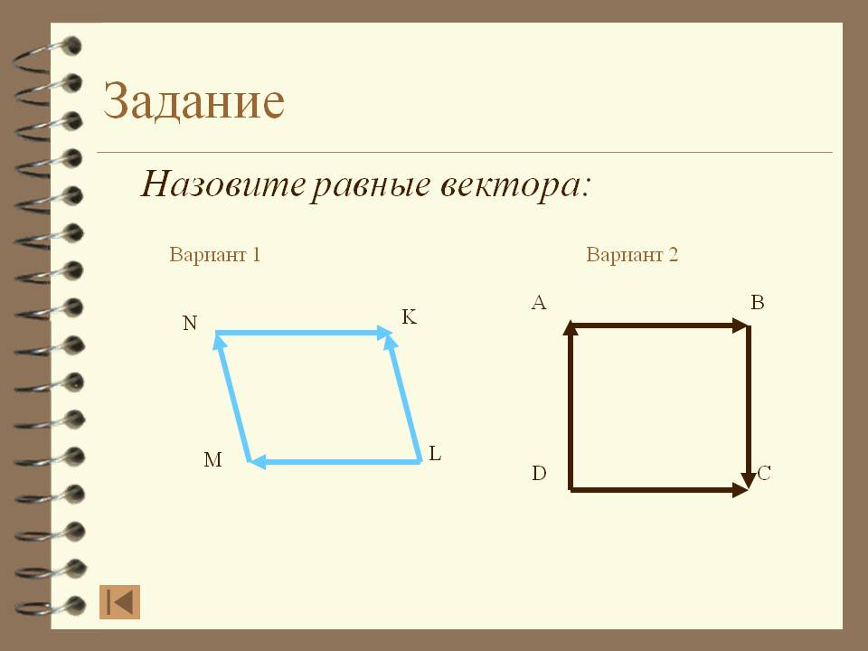 Равные вектора