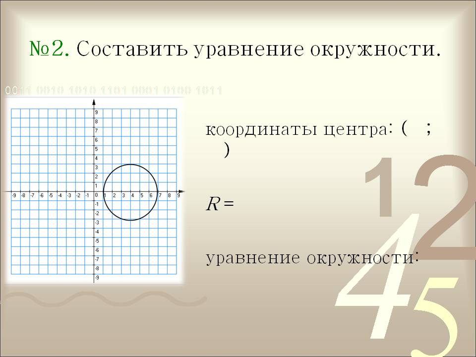Составить уравнение окружности