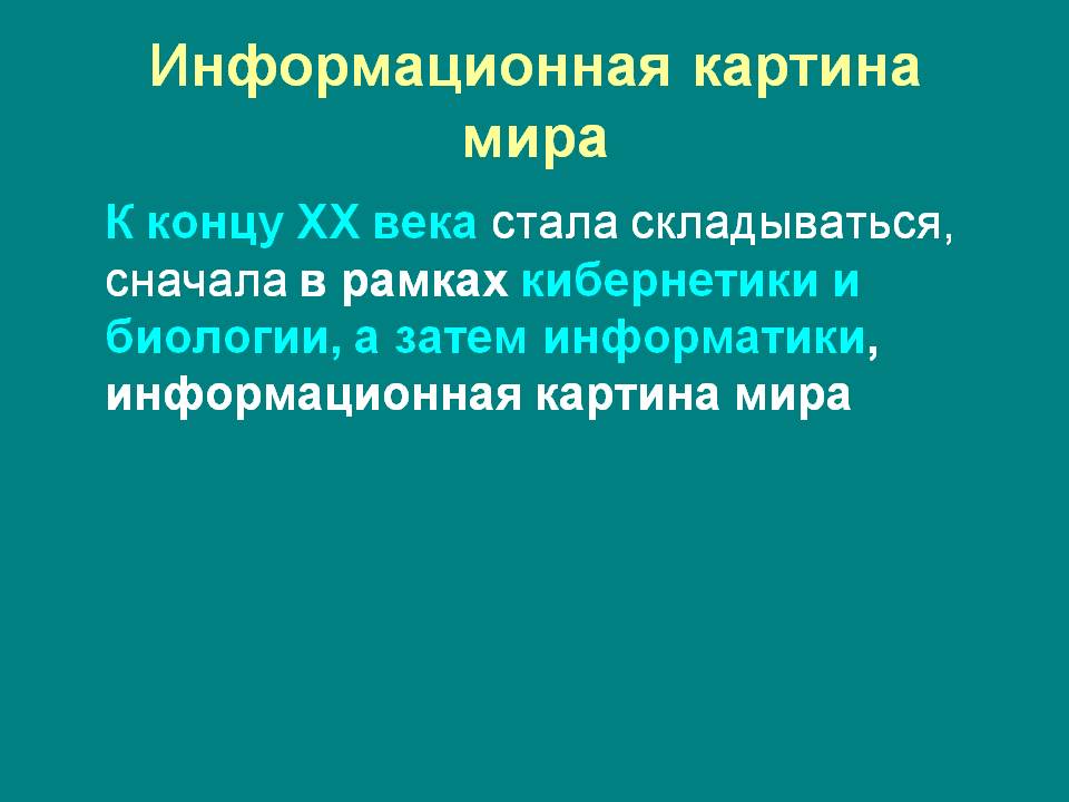 Информационная картина мира