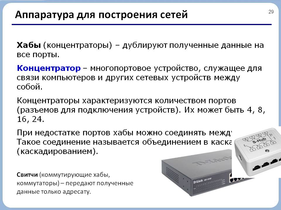 Аппаратура для построения сетей