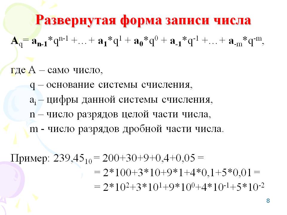 Развернутая форма записи числа