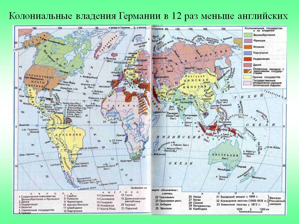 Колониальные владения Германии в 12 раз меньше английских