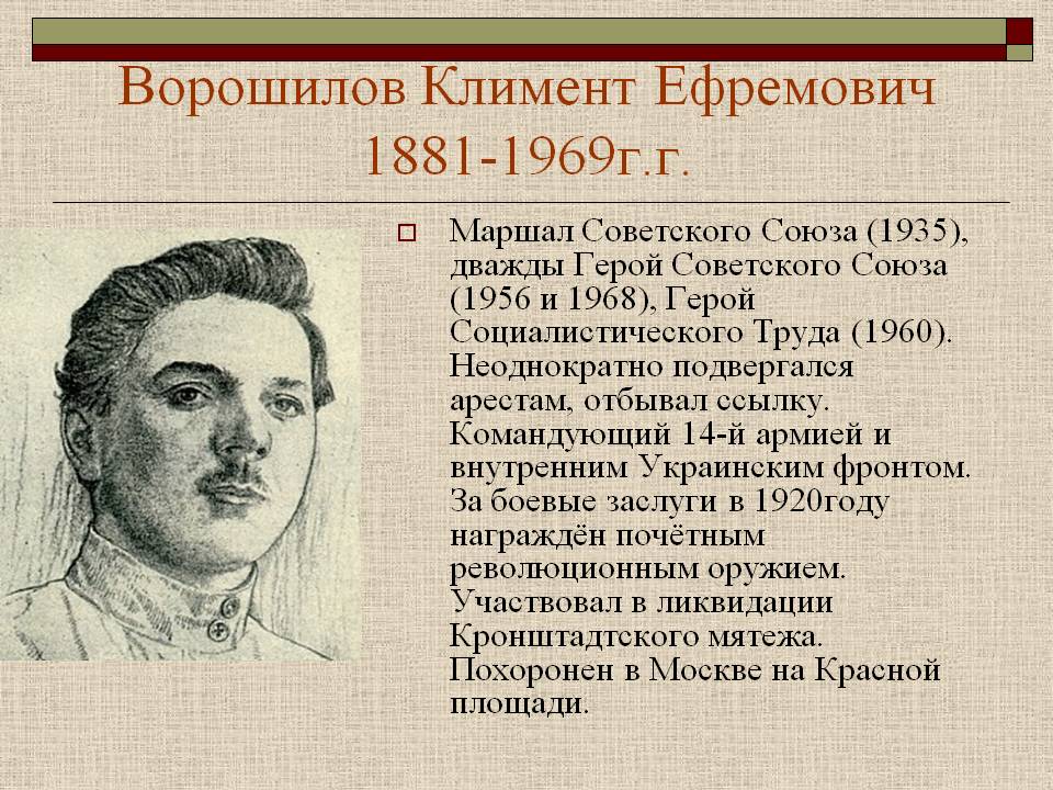 Ворошилов Климент Ефремович 1881-1969г