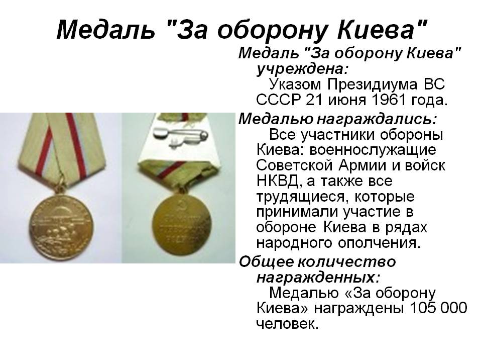 Медаль "За оборону Киева"