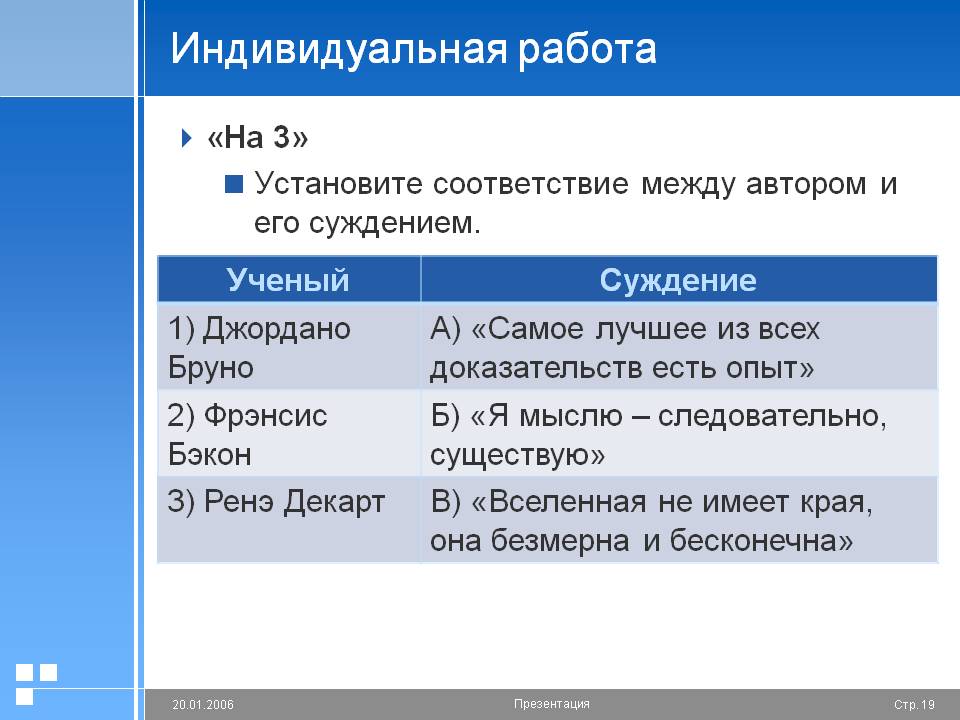 Индивидуальная работа