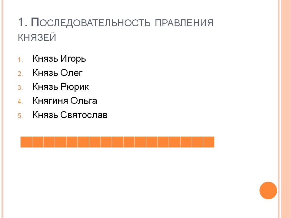 Последовательность правления князей