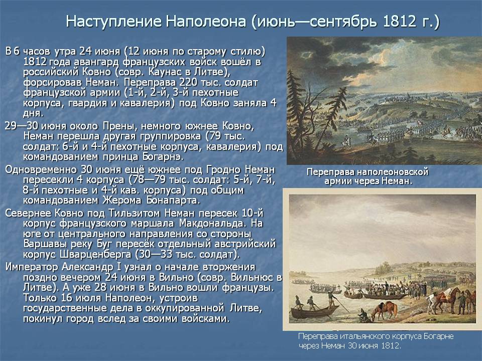Наступление Наполеона (июнь—сентябрь 1812 г.)