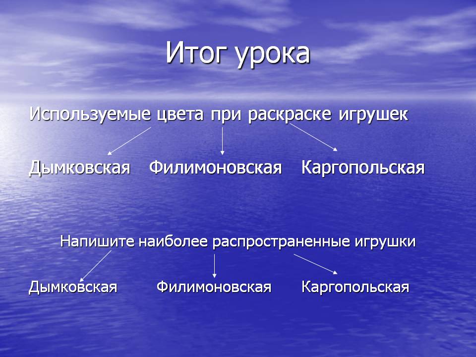 Используемые цвета при раскраске игрушек