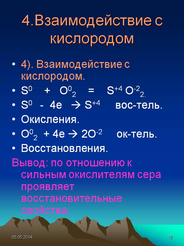 Взаимодействие с кислородом