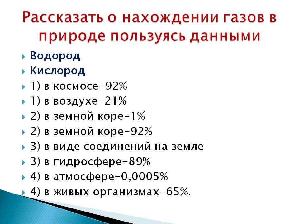Рассказать о нахождении газов в природе