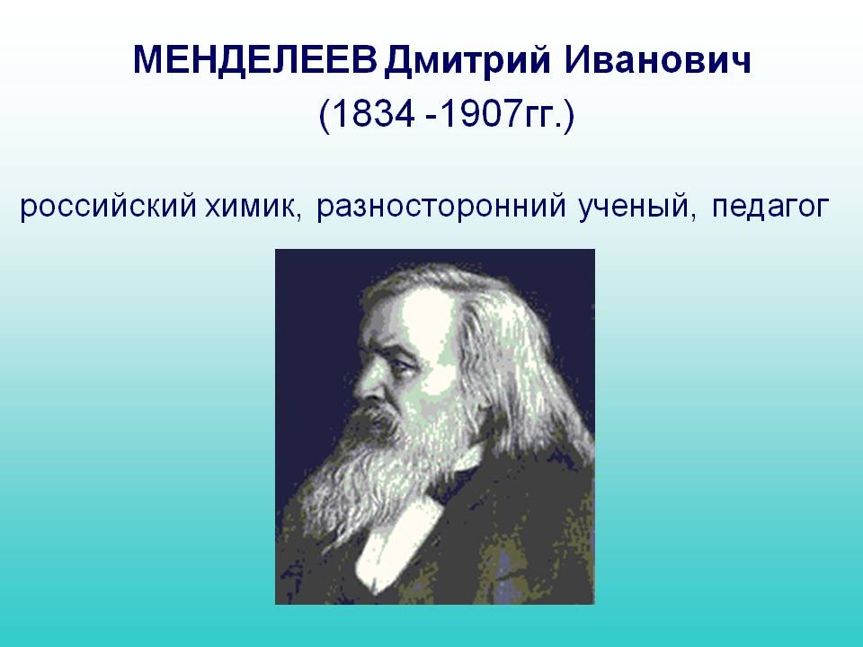 МЕНДЕЛЕЕВ Дмитрий Иванович (1834 -1907гг