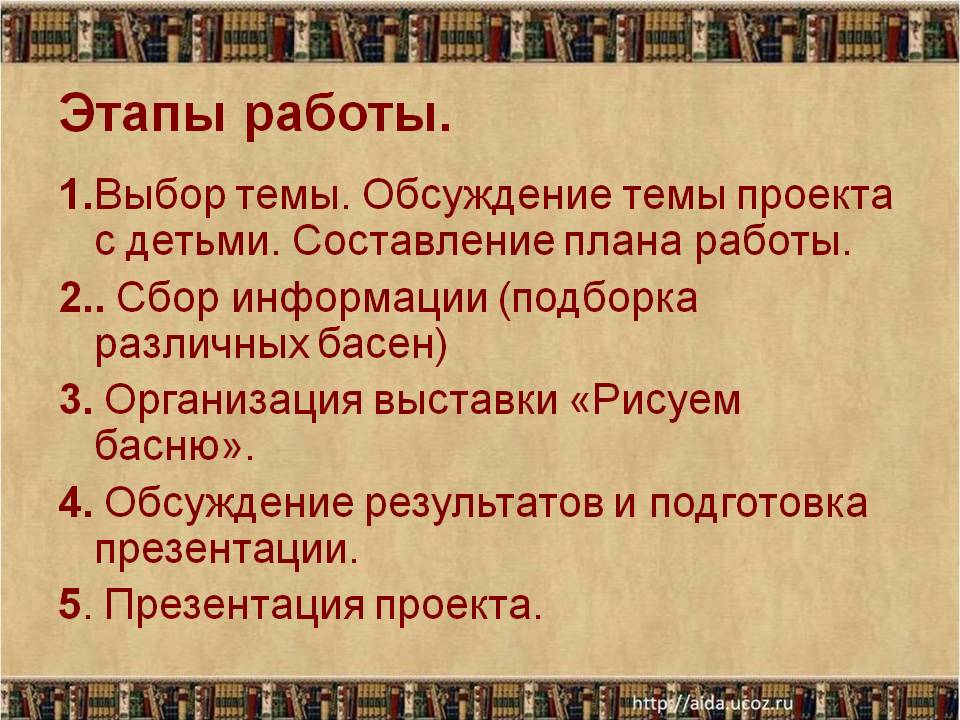 Этапы работы
