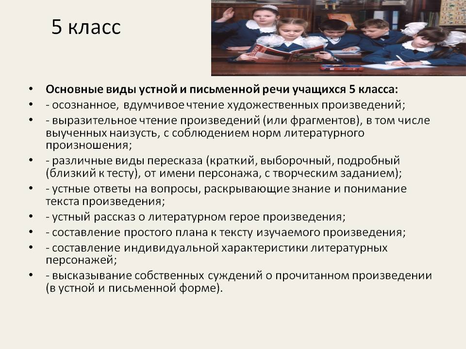 Основные виды устной и письменной речи