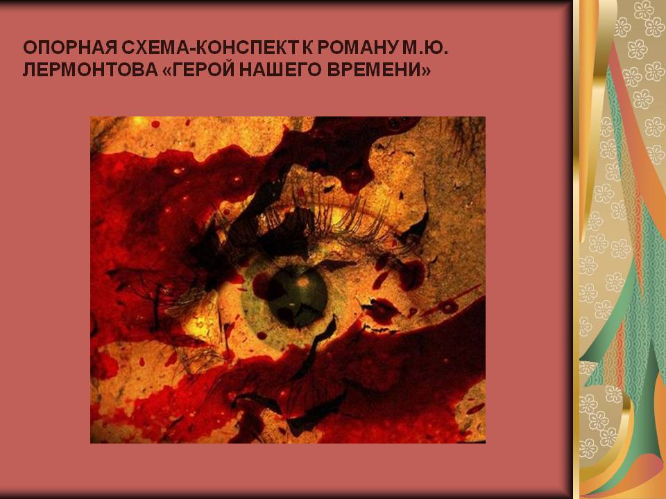 Схема-конспект к роману М.Ю. Лермонтова «Герой нашего времени»