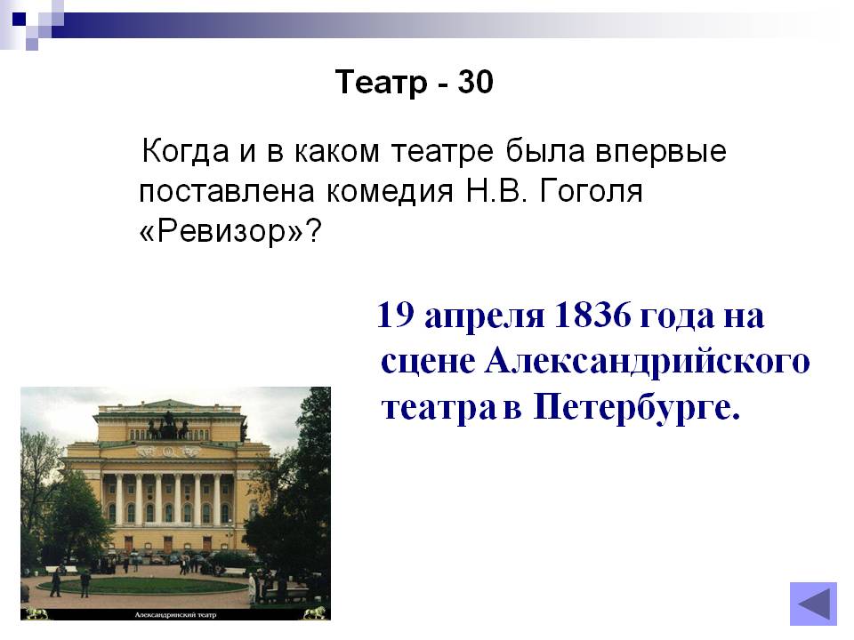 19 апреля 1836 года на сцене Александрийского театра в Петербурге