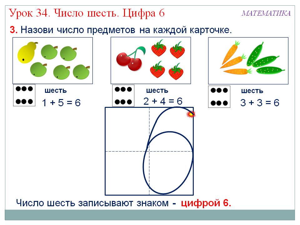 Назови число предметов на каждой карточке