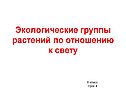 Экологические группы растений по отношению к свету