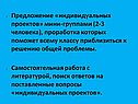 Предложение «индивидуальных проектов» мини-группами (2-3 человека),